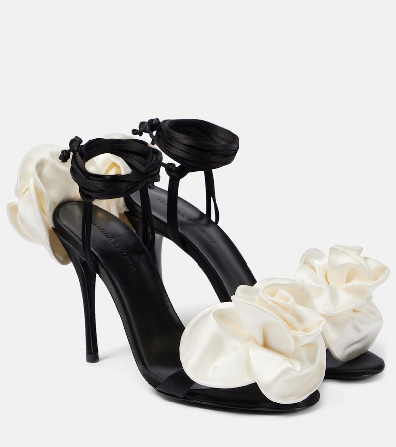 Magda Butrym 105 floral-applique satin sandals