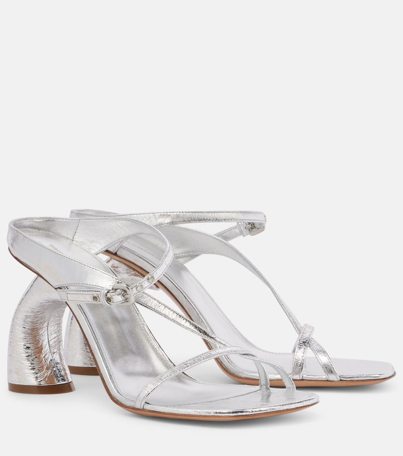Dries Van Noten Metallic patent leather mules