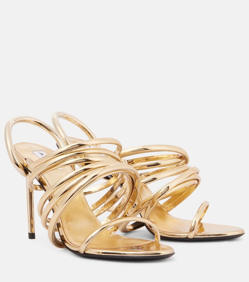 Alaia Spiral 90 metallic leather sandals