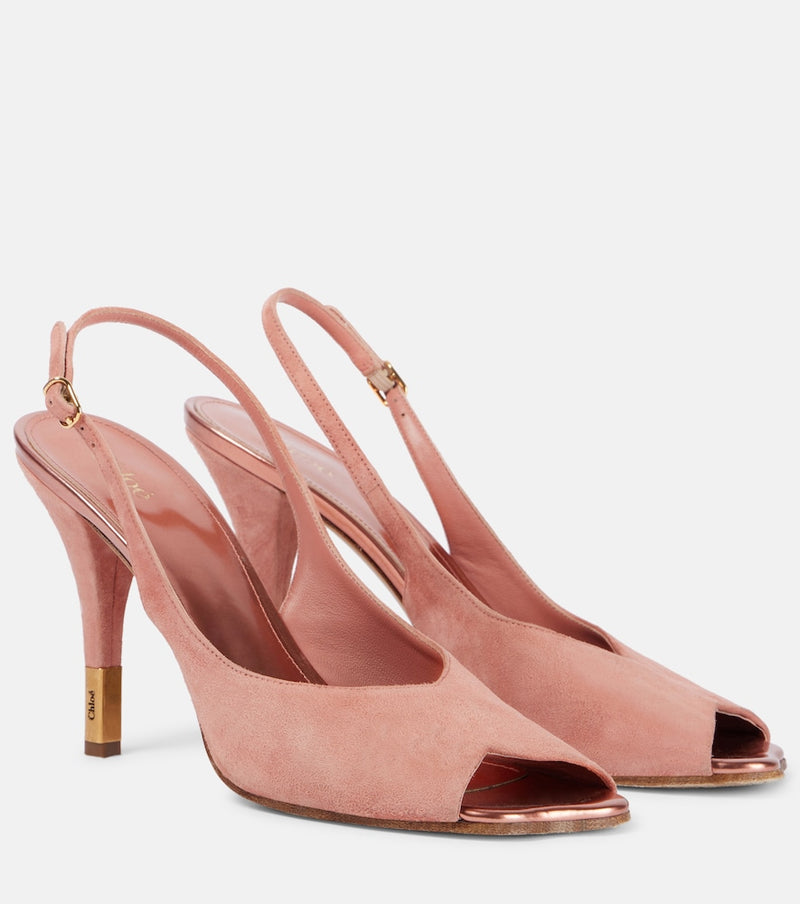 Chloe Flower 95 suede peep-toe pumps