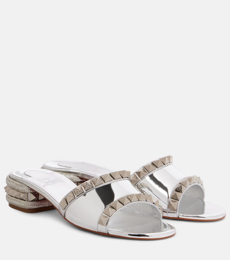 Christian Louboutin Pyramule 30 mirrored leather mules