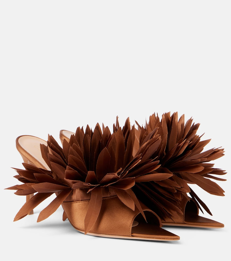 Gianvito Rossi Daniah 85 applique crepe satin mules