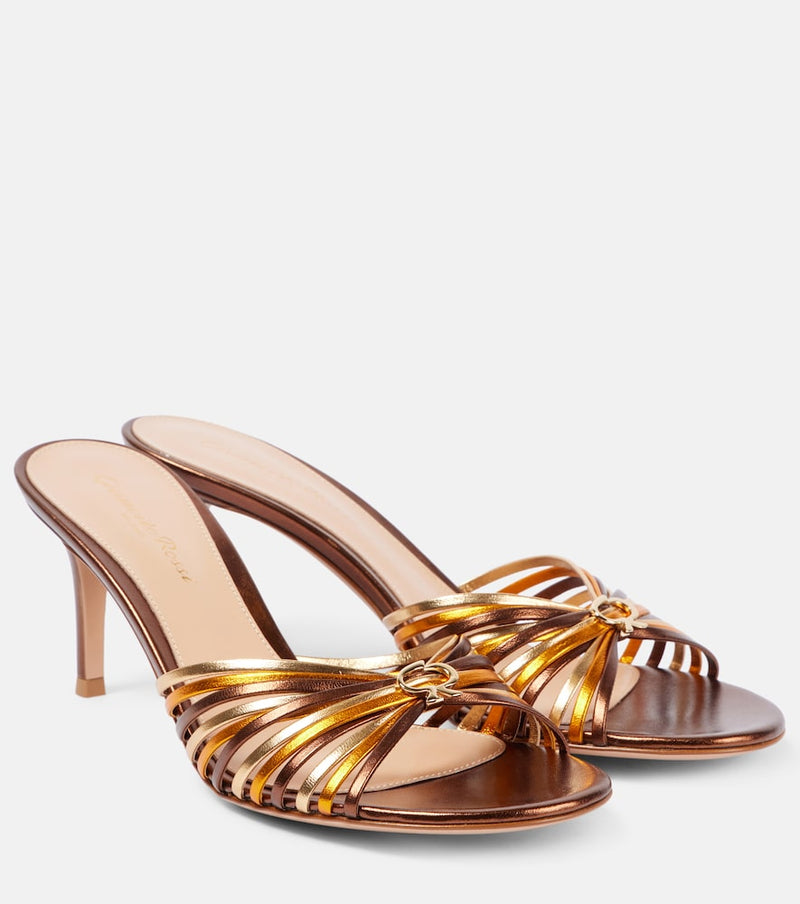 Gianvito Rossi Vyna 70 metallic leather mules