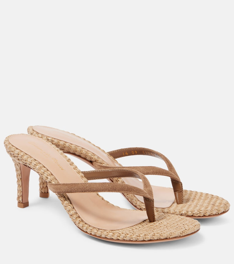 Gianvito Rossi Calypso raffia and suede thong sandals