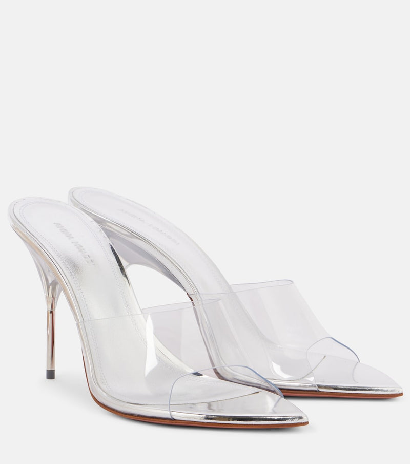 Amina Muaddi Bianca Glass 95 PVC mules