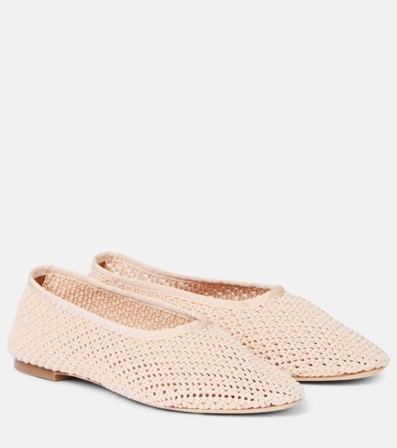 Staud Alba crochet ballet flats in Beige
