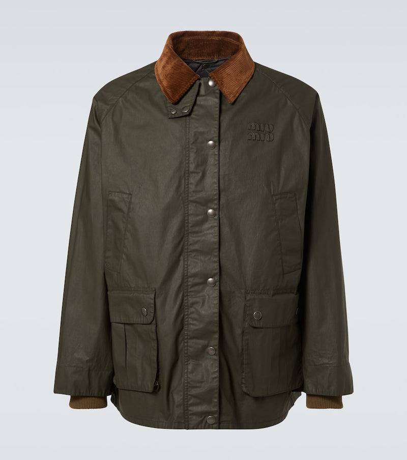 Miu Miu Corduroy-trimmed poplin field jacket