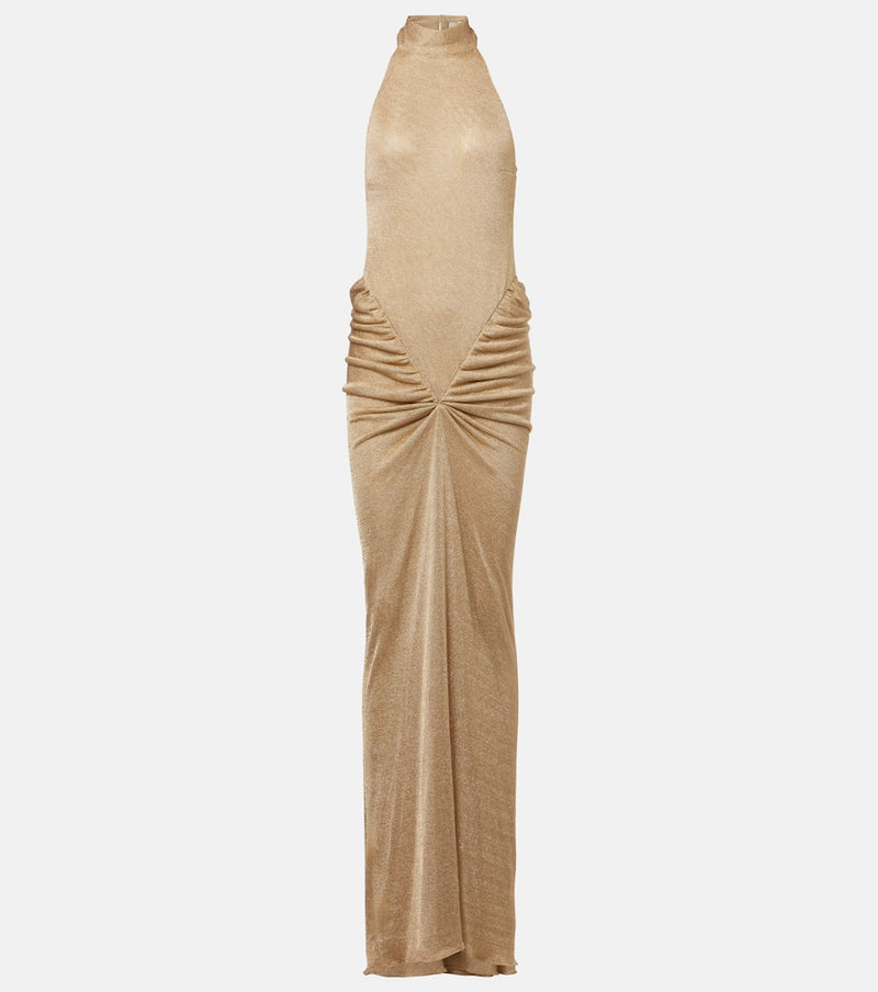 The New Arrivals Ilkyaz Ozel Cass ruched halterneck lame gown