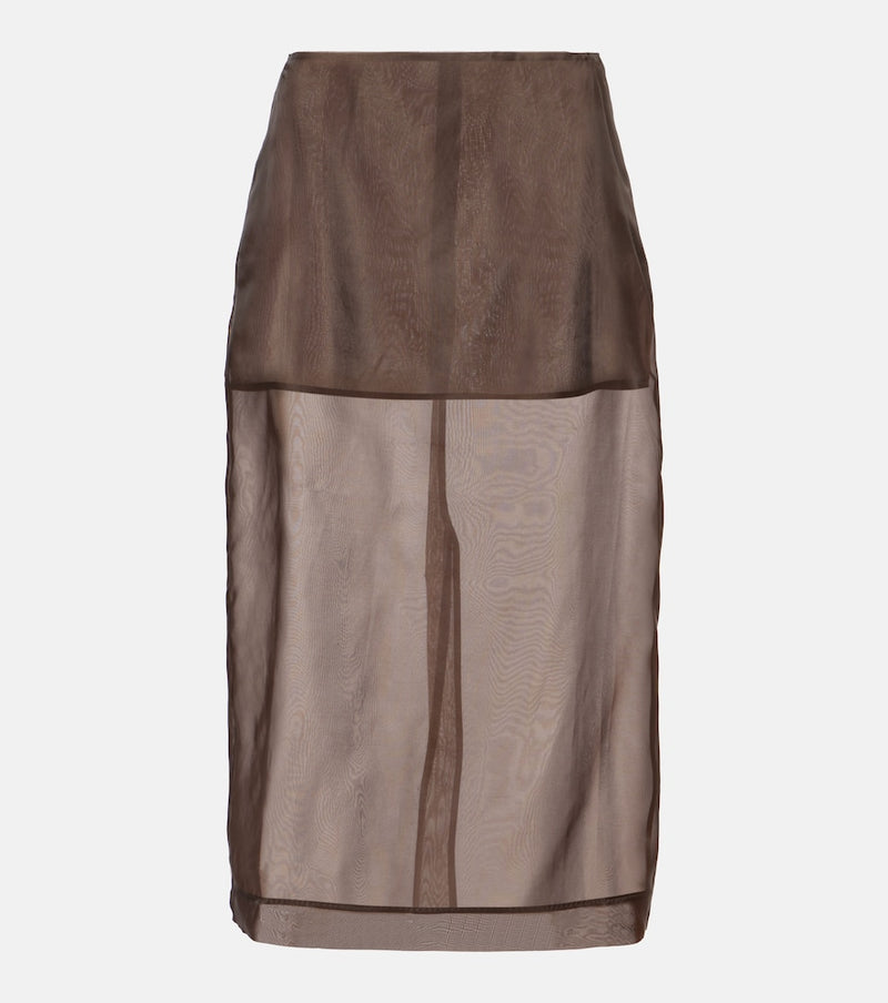 The Frankie Shop Peri sheer silk-blend midi skirt