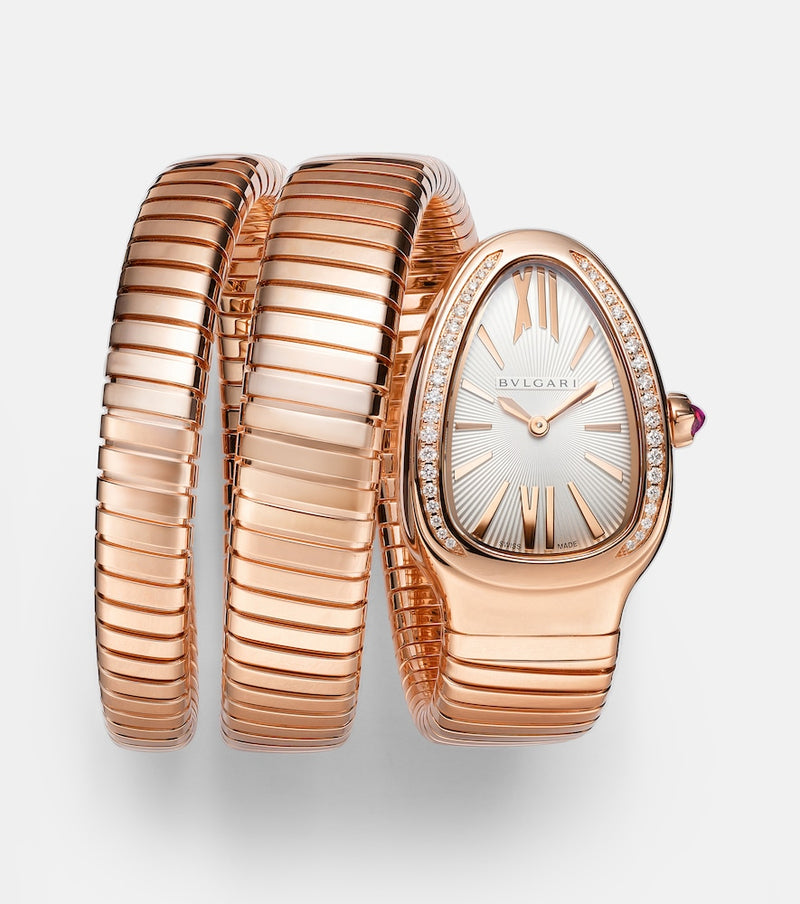 Bvlgari Serpenti Tubogas 35mm 18kt rose gold watch with diamonds and quartz