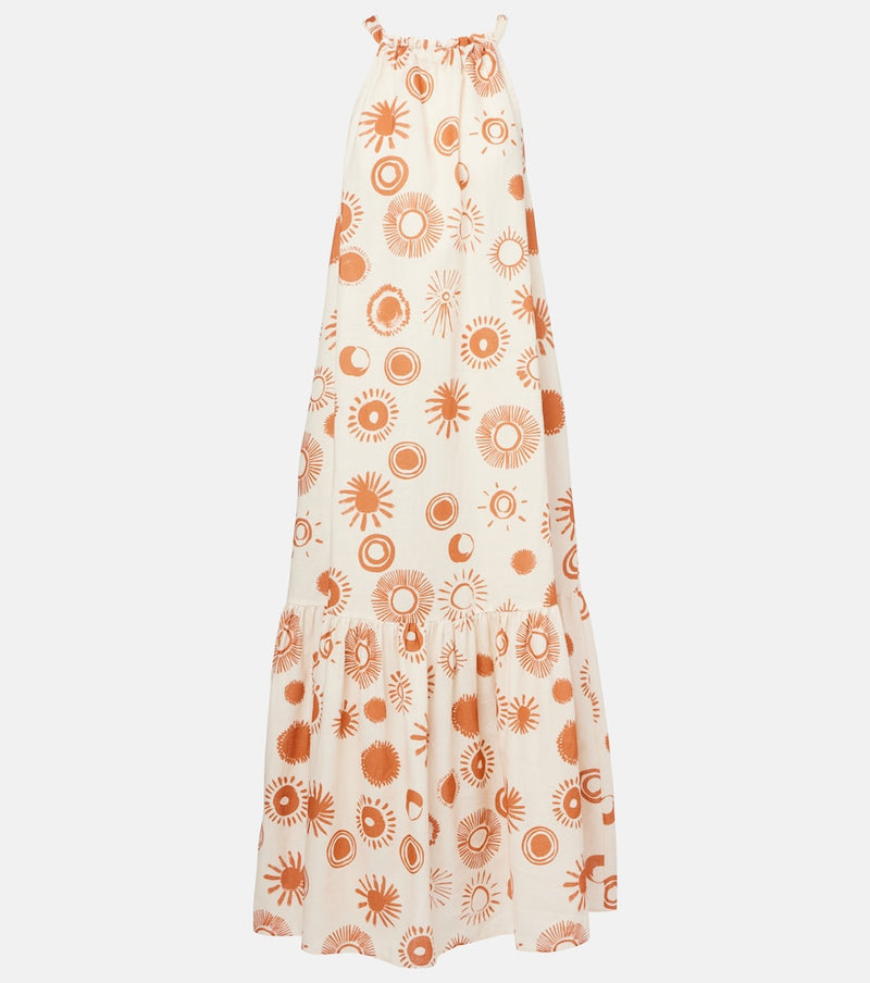 Asceno Ibiza printed linen and cotton maxi dress