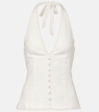 Faithfull Marie shirred halterneck linen top