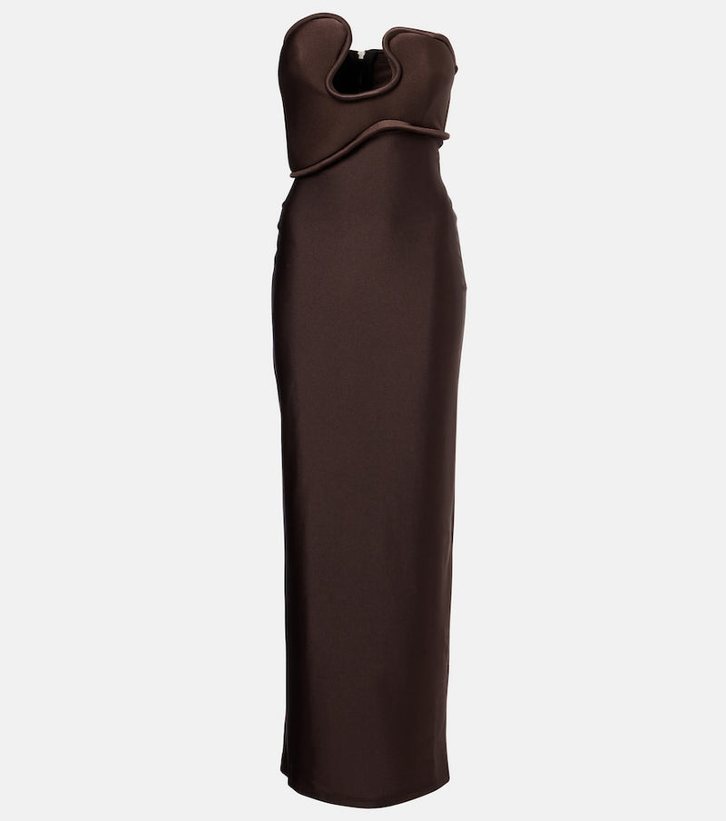 Adriana Degreas Waves strapless maxi dress in Brown