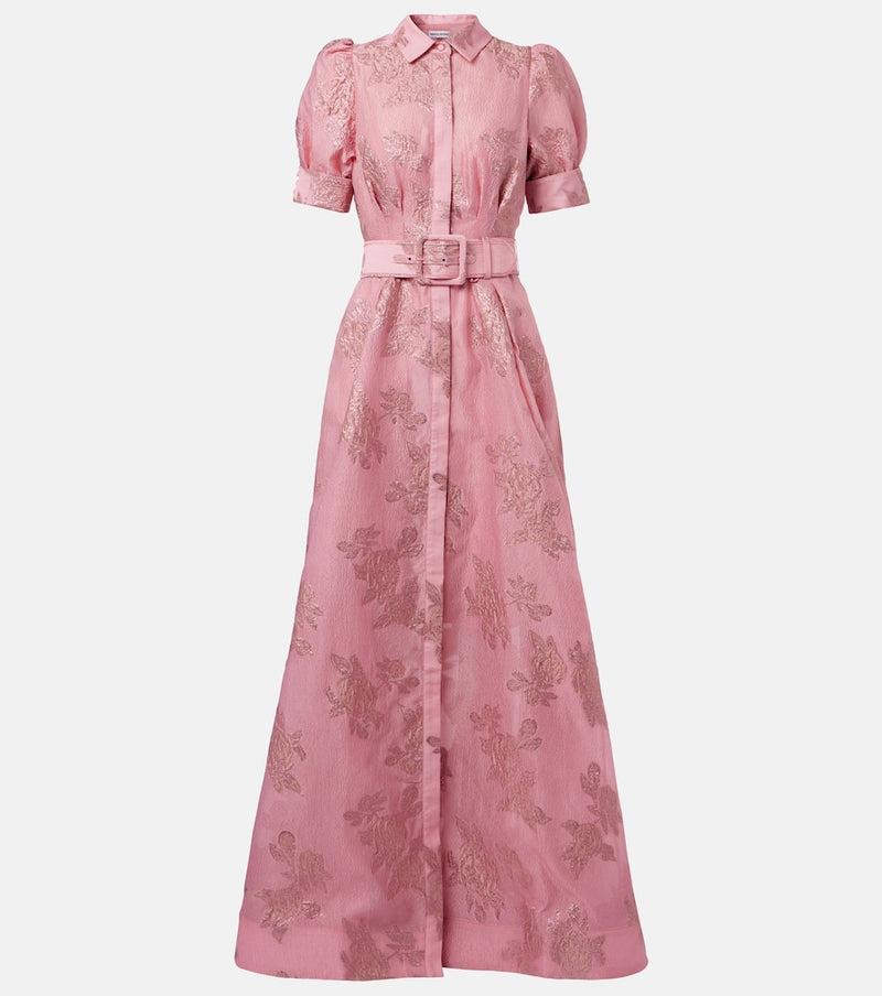 Rebecca Vallance Benette belted brocade shirt dress