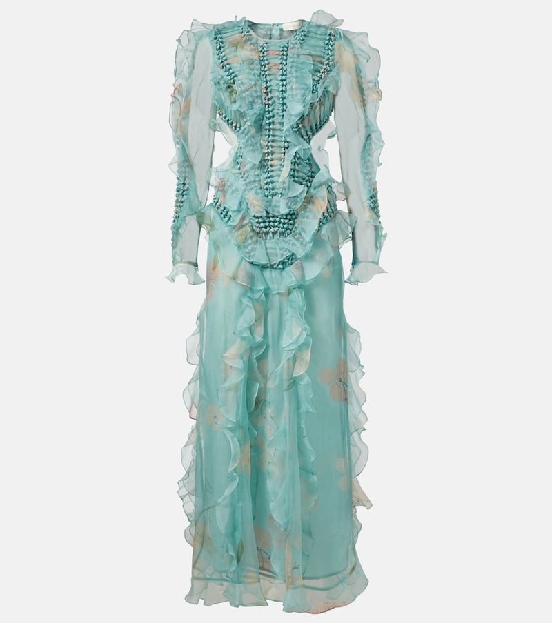 Zimmermann Illuminate floral ruffled silk organza gown