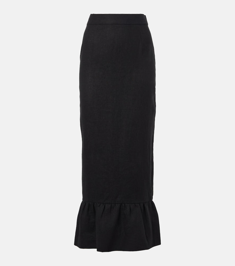 Posse Matilda tiered linen pencil skirt