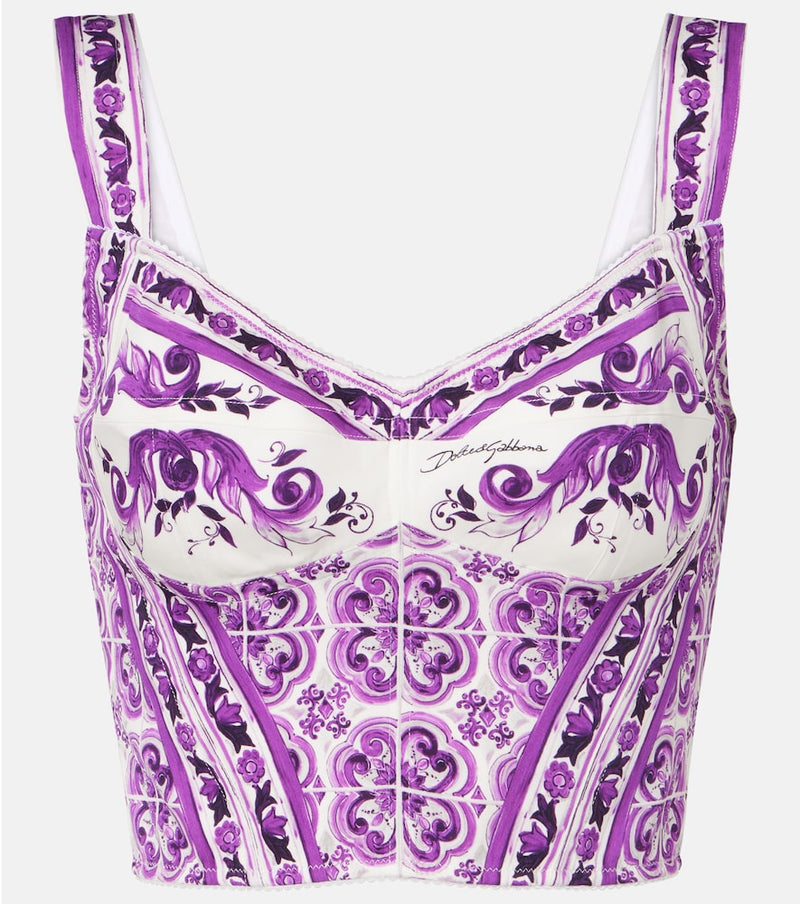 Dolce & Gabbana Majolica silk-blend bustier top