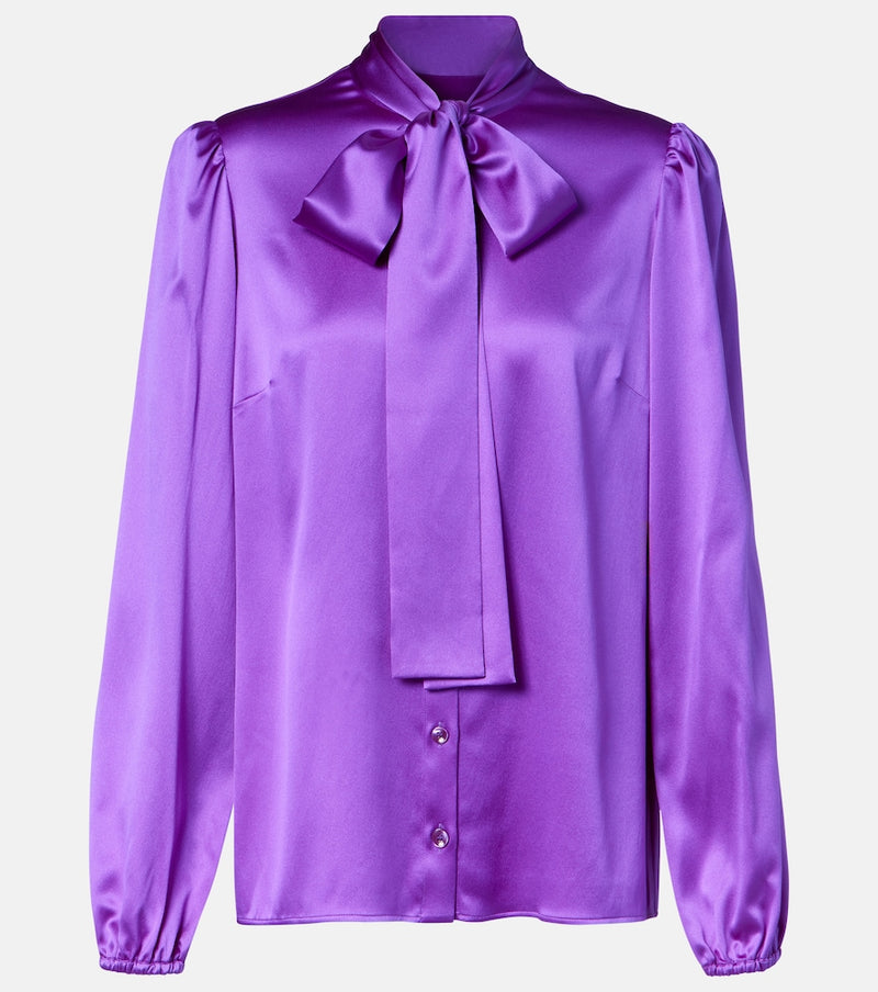Dolce & Gabbana Tie-neck silk-blend satin blouse