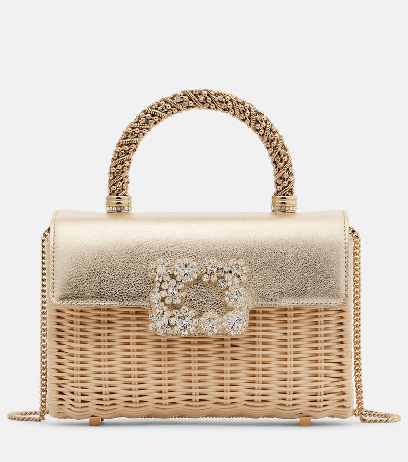Roger Vivier Jewel Efflorescence Mini rattan tote bag