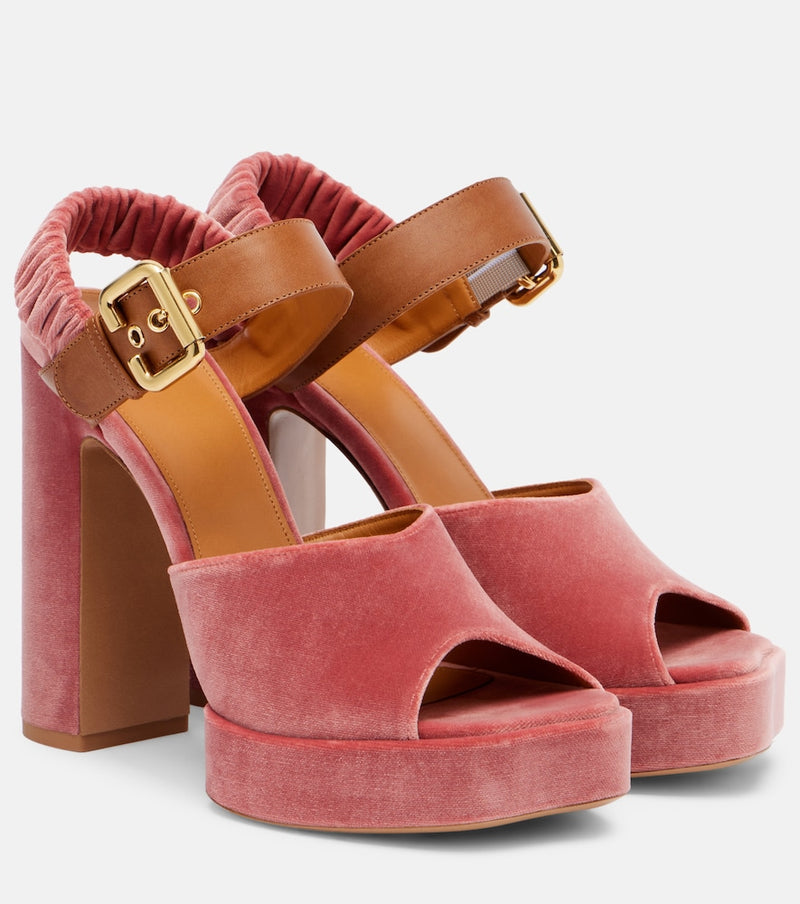 Chloe Aria 95 velvet platform sandals