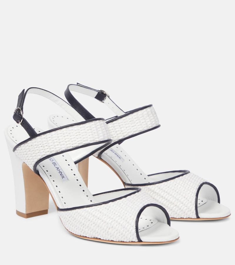 Manolo Blahnik Khiko 90 raffia slingback sandals