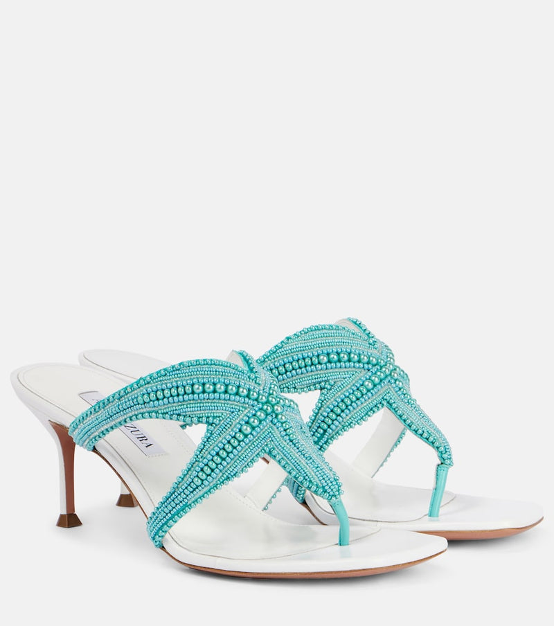 Aquazzura Reef Star 65 leather thong sandals