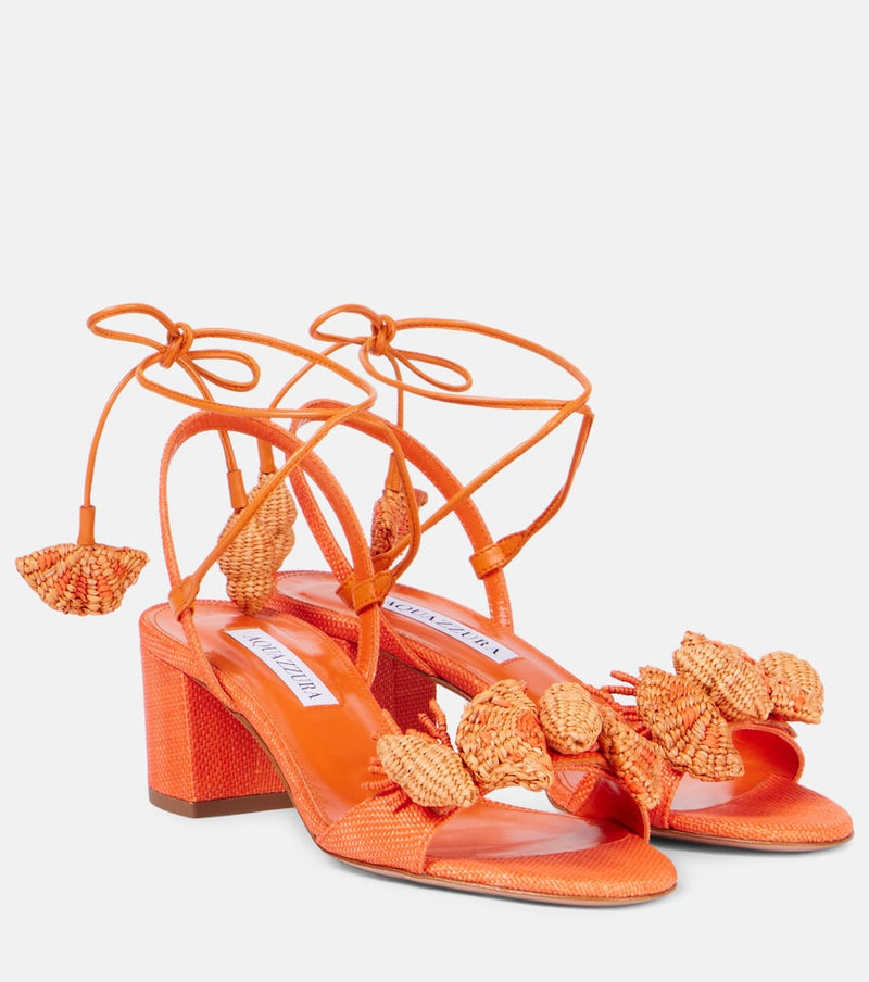 Aquazzura Marea 50 applique leather-trimmed sandals