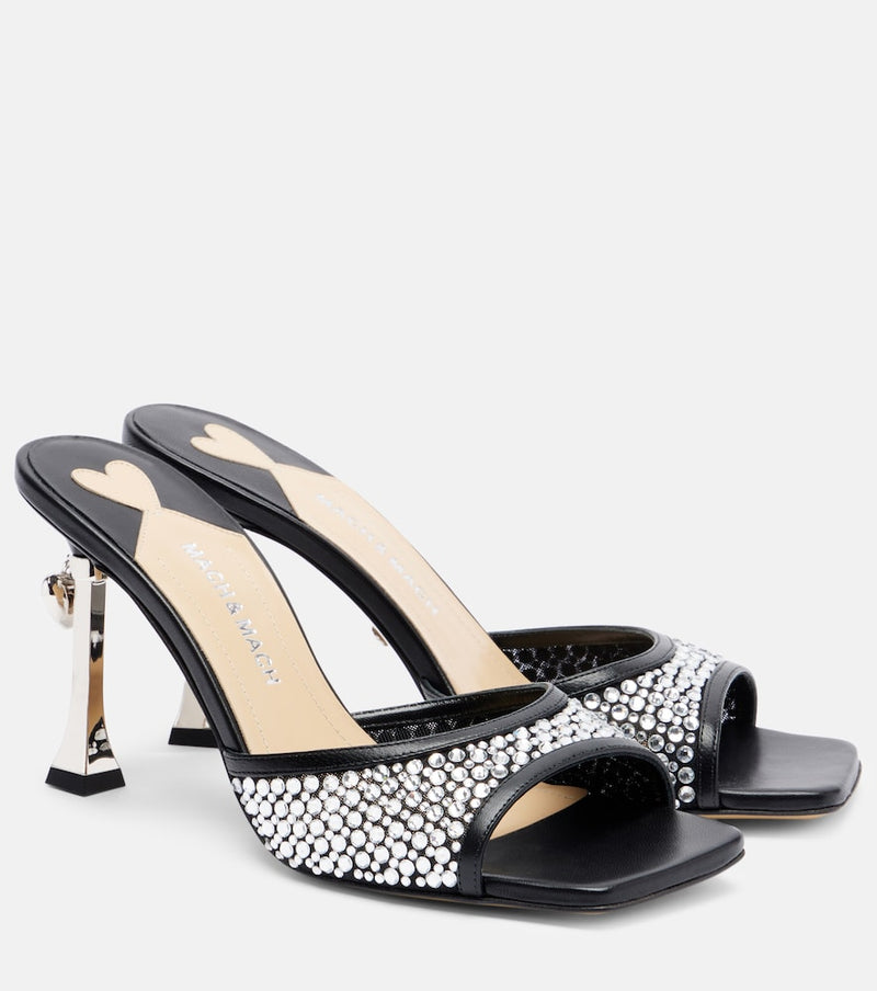 Mach & Mach Puffy Heart Ring 95 leather mules