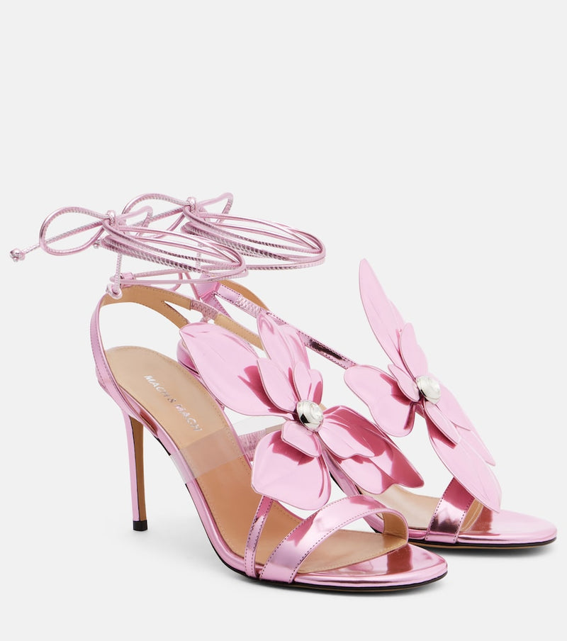 Mach & Mach Orchid 95 floral-applique leather sandals