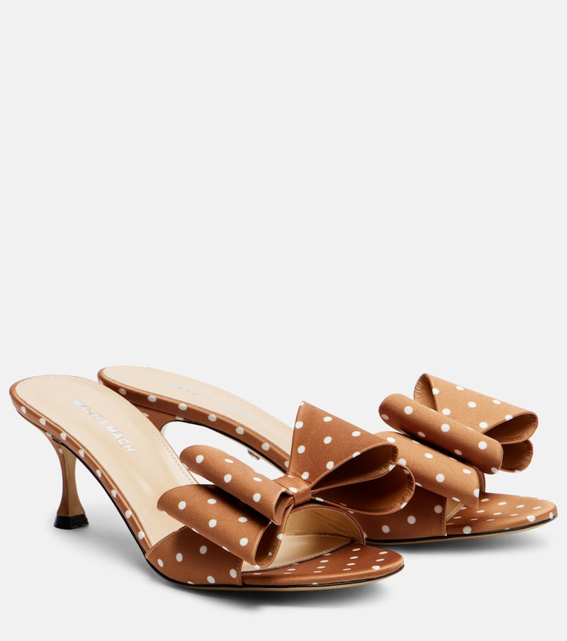 Mach & Mach Le Cadeau 65 polka-dot satin mules