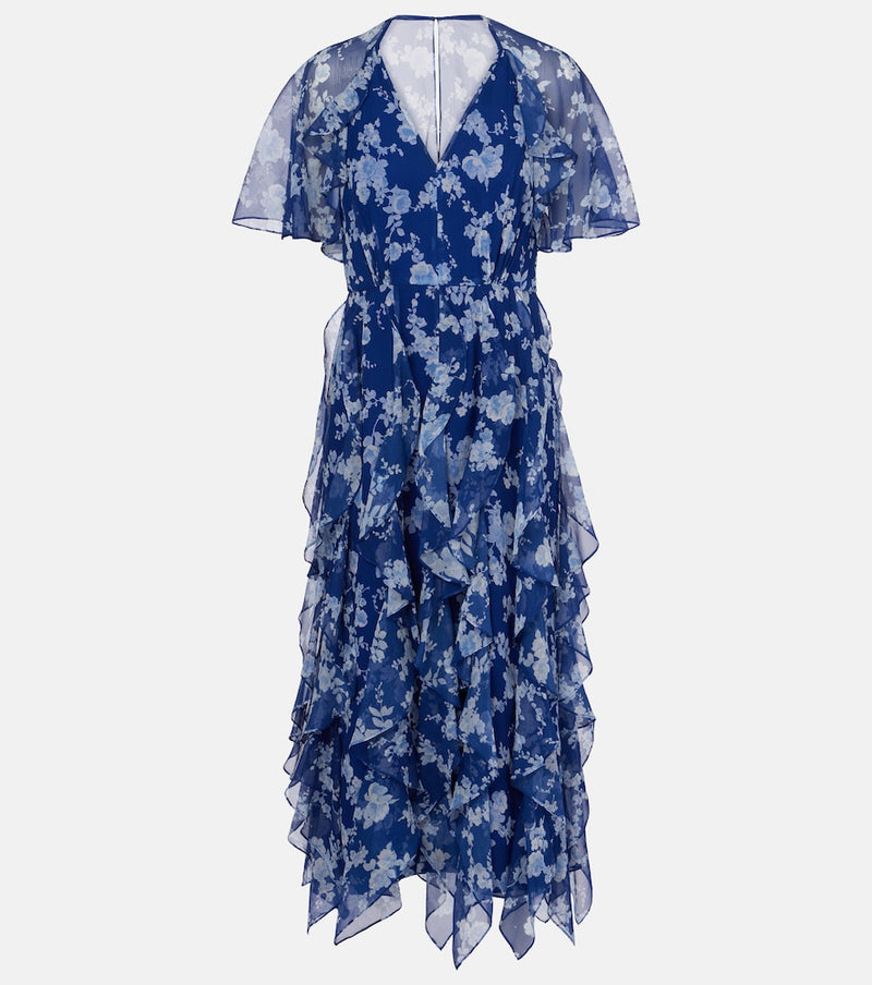 Carolina Herrera Floral ruffled chiffon midi dress
