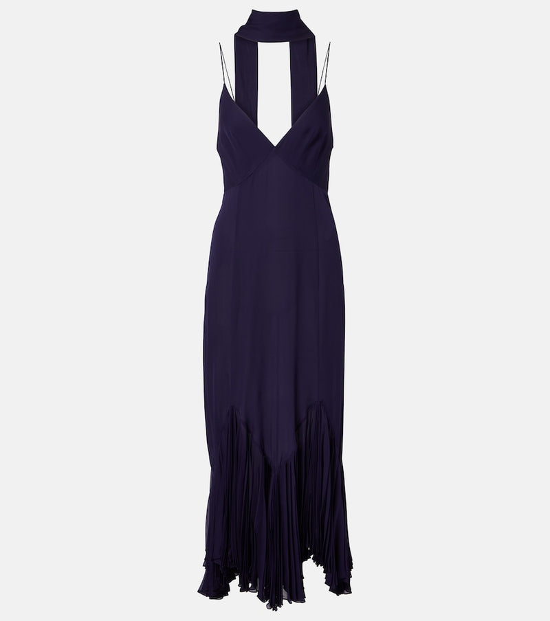 Khaite Candita scarf-detail silk midi dress