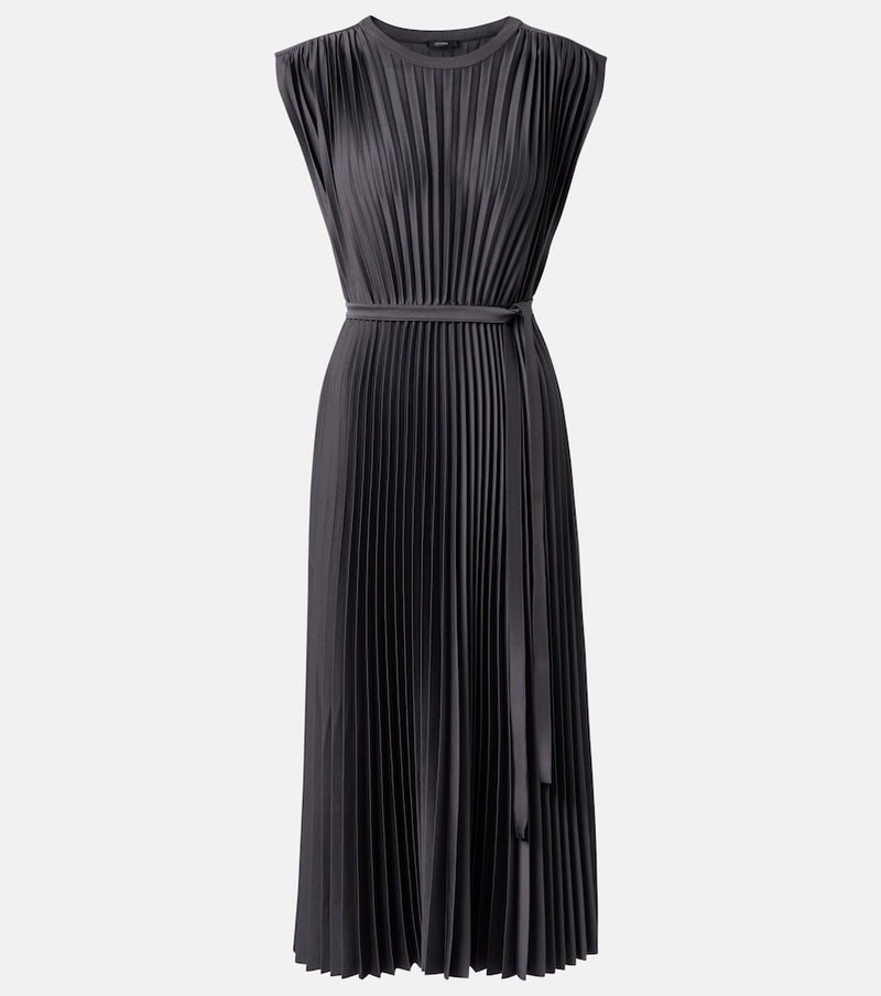 Joseph Volta belted plisse satin midi dress