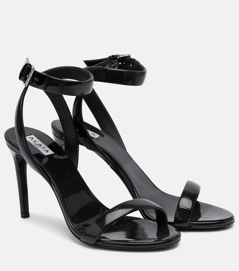 Alaia Chain trompe l\'oil patent leather sandals