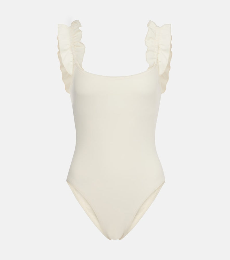 Karla Colletto Willow ruffled swimsuit in Ivory