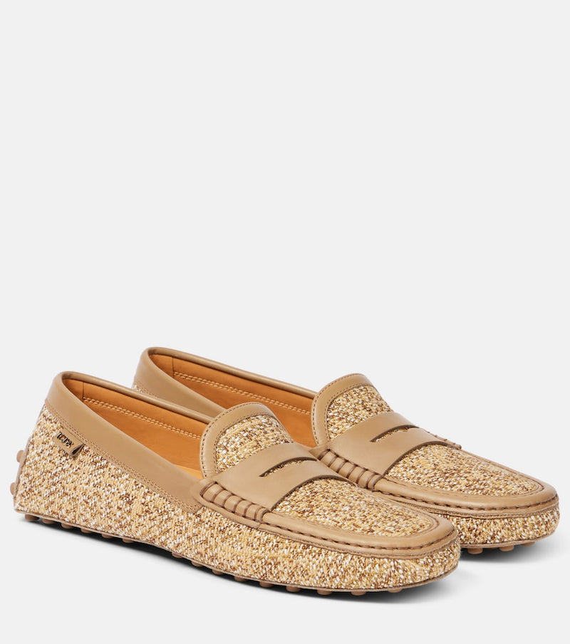Tod\'s Gommino leather-trimmed tweed driving shoes