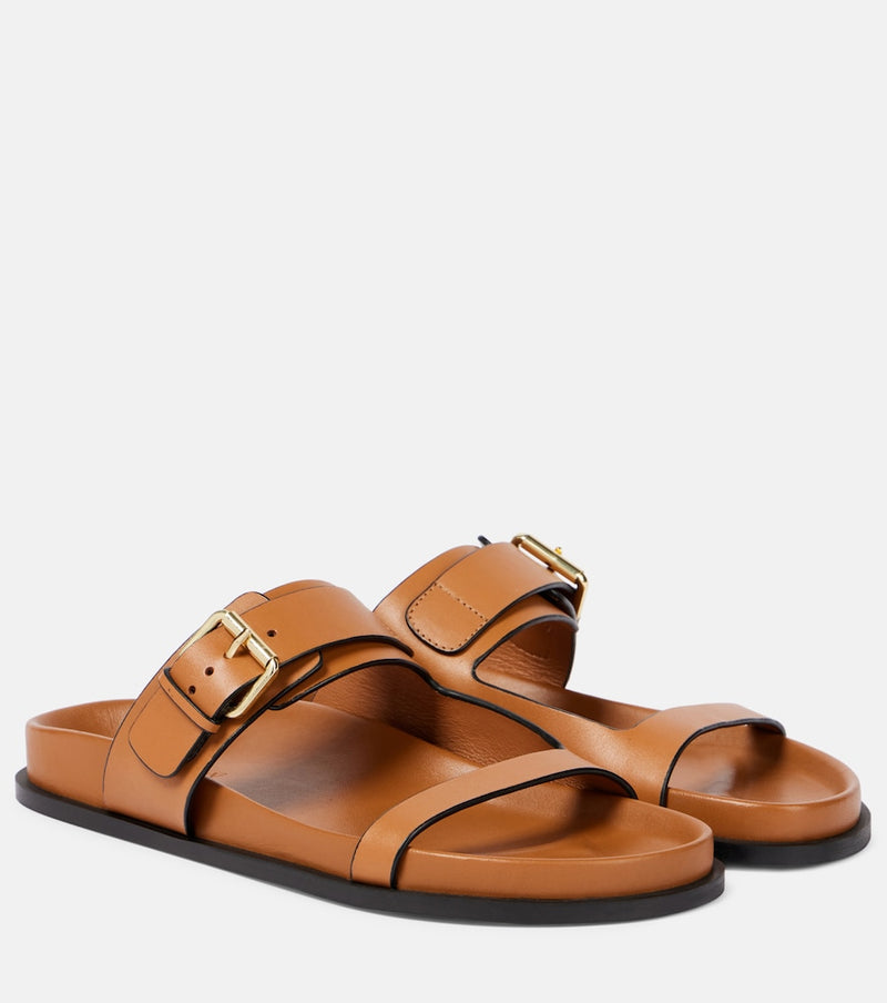 A. Emery Prince leather slides