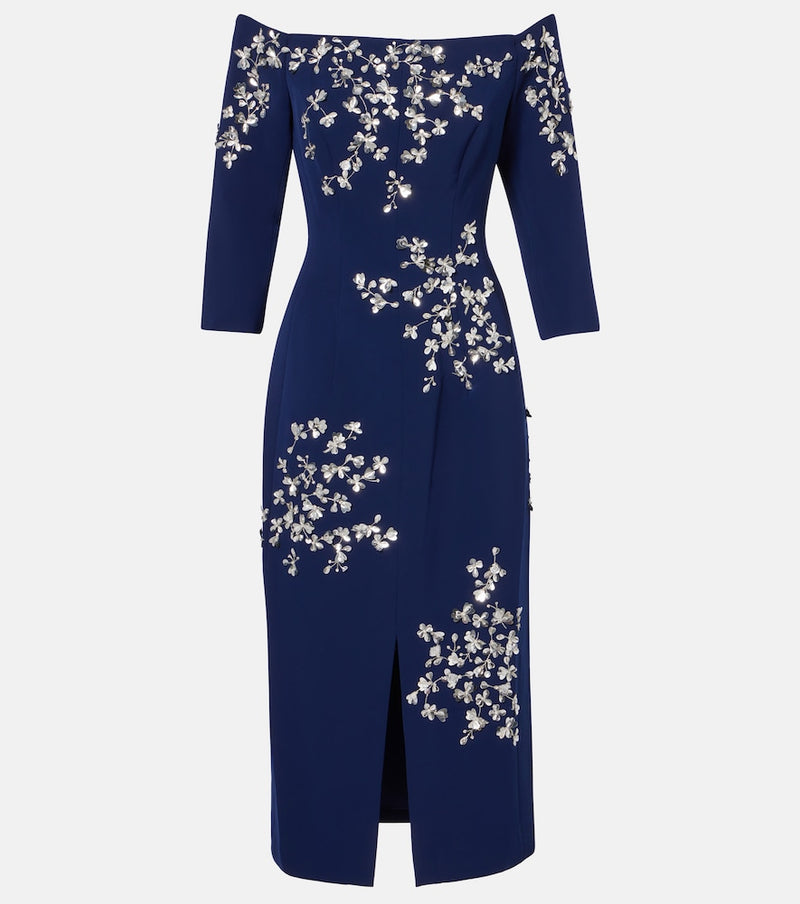 Carolina Herrera Embellished off-shoulder midi dress