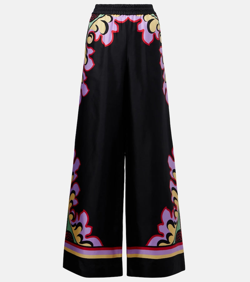 La DoubleJ Printed silk palazzo pants