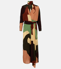 Johanna Ortiz Printed scarf-detail silk maxi dress