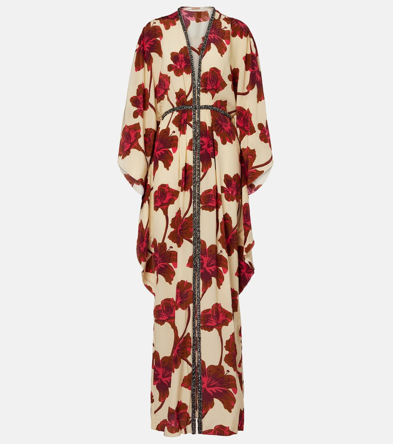 Johanna Ortiz Embellished silk maxi dress in Beige