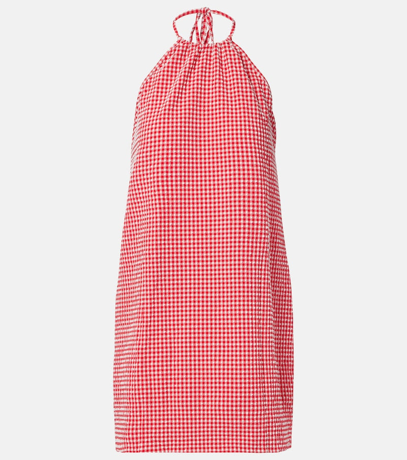 Hunza G Gingham seersucker halterneck minidress