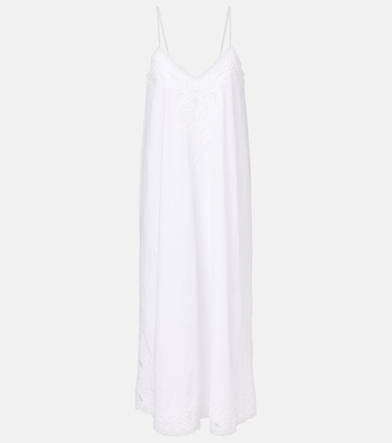 Juliet Dunn Embroidered cotton poplin midi dress