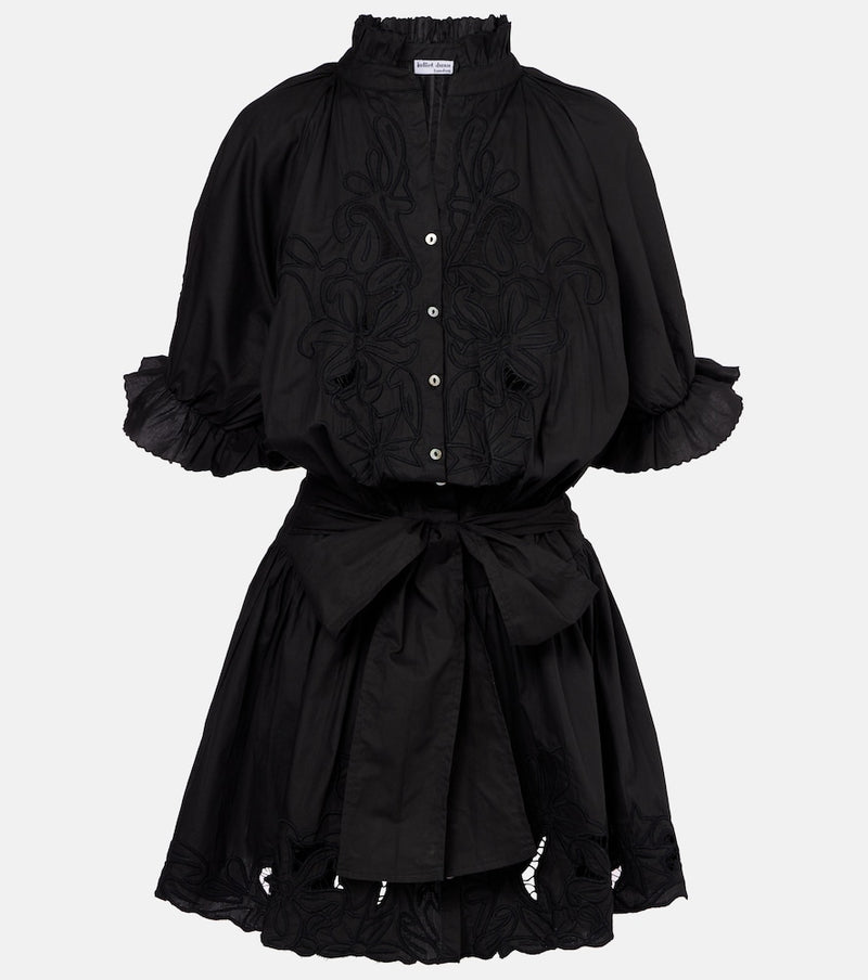 Juliet Dunn Embroidered cotton poplin minidress