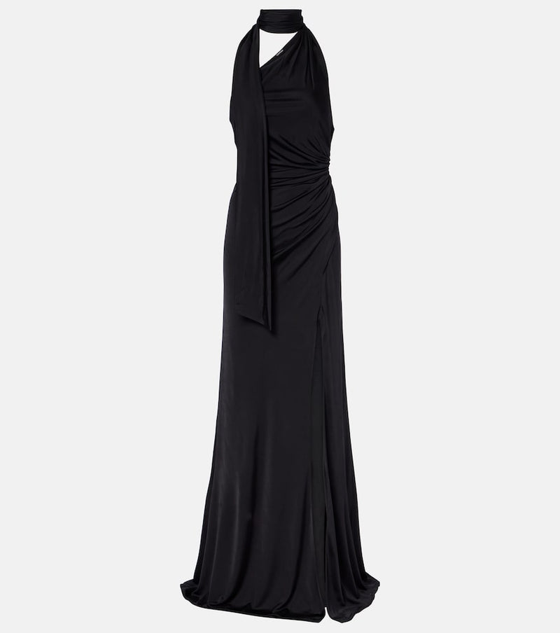Tom Ford Scarf-detail one-shoulder jersey gown