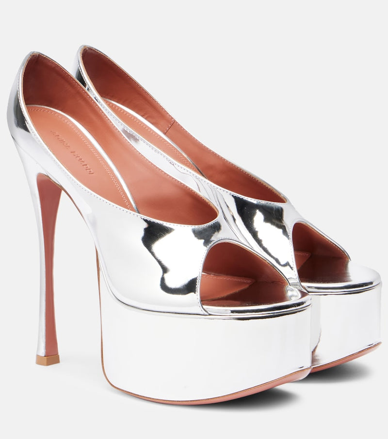Amina Muaddi Anok 155 patent leather platform pumps