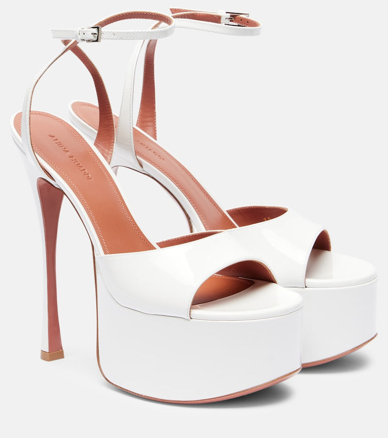 Amina Muaddi Aya 155 patent leather platform sandals