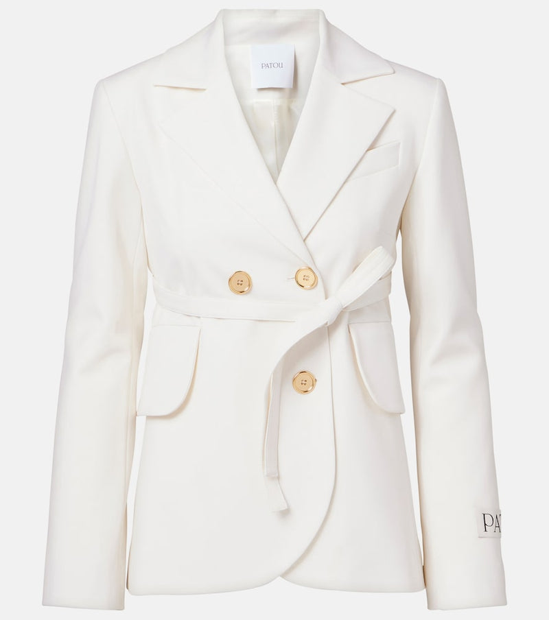 Patou Double-breasted belted wool-blend blazer