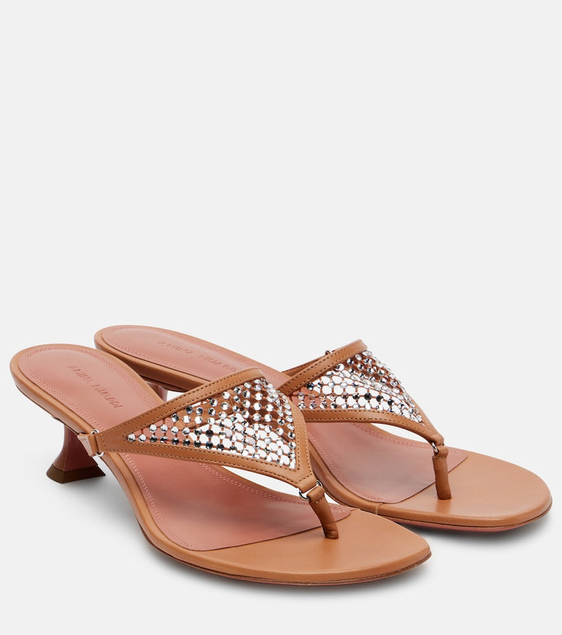 Amina Muaddi Cameron 45 embellished thong sandals