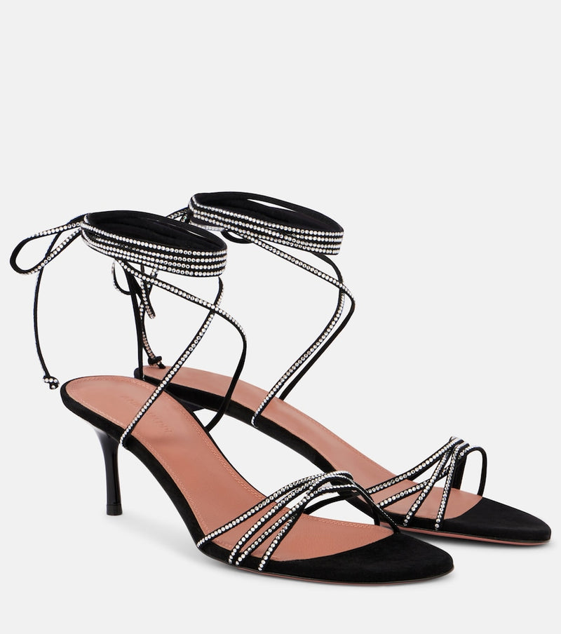 Amina Muaddi Lori 60 crystal-embellished suede sandals